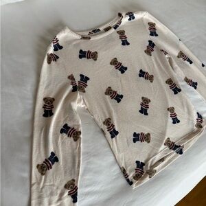 Cute Bear Print Long Sleeve Top
